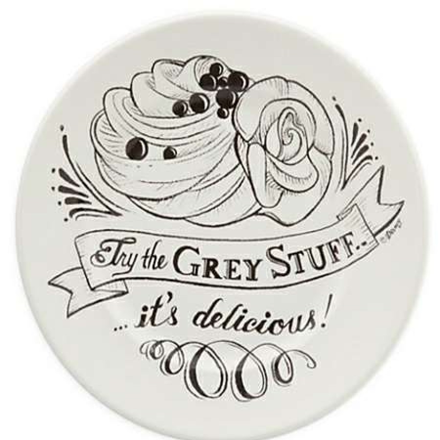 Glassware * | Disney Dessert Plate Be Our Guest Try The Grey Stuff White