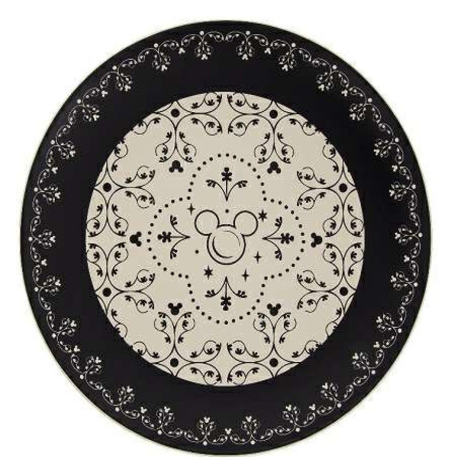 Glassware * | Disney Dinner Plate Mickey Mouse Icons Black And Cream