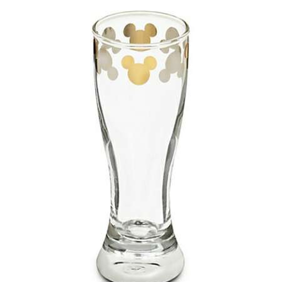 Glassware * | Disney Shot Glass Etched Mickey Mouse Icon Silver & Gold