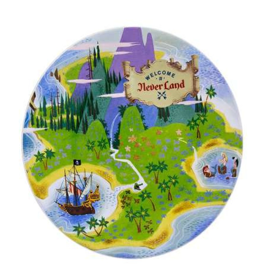 Glassware * | Disney Dessert Plate Never Land Map Peter Pan