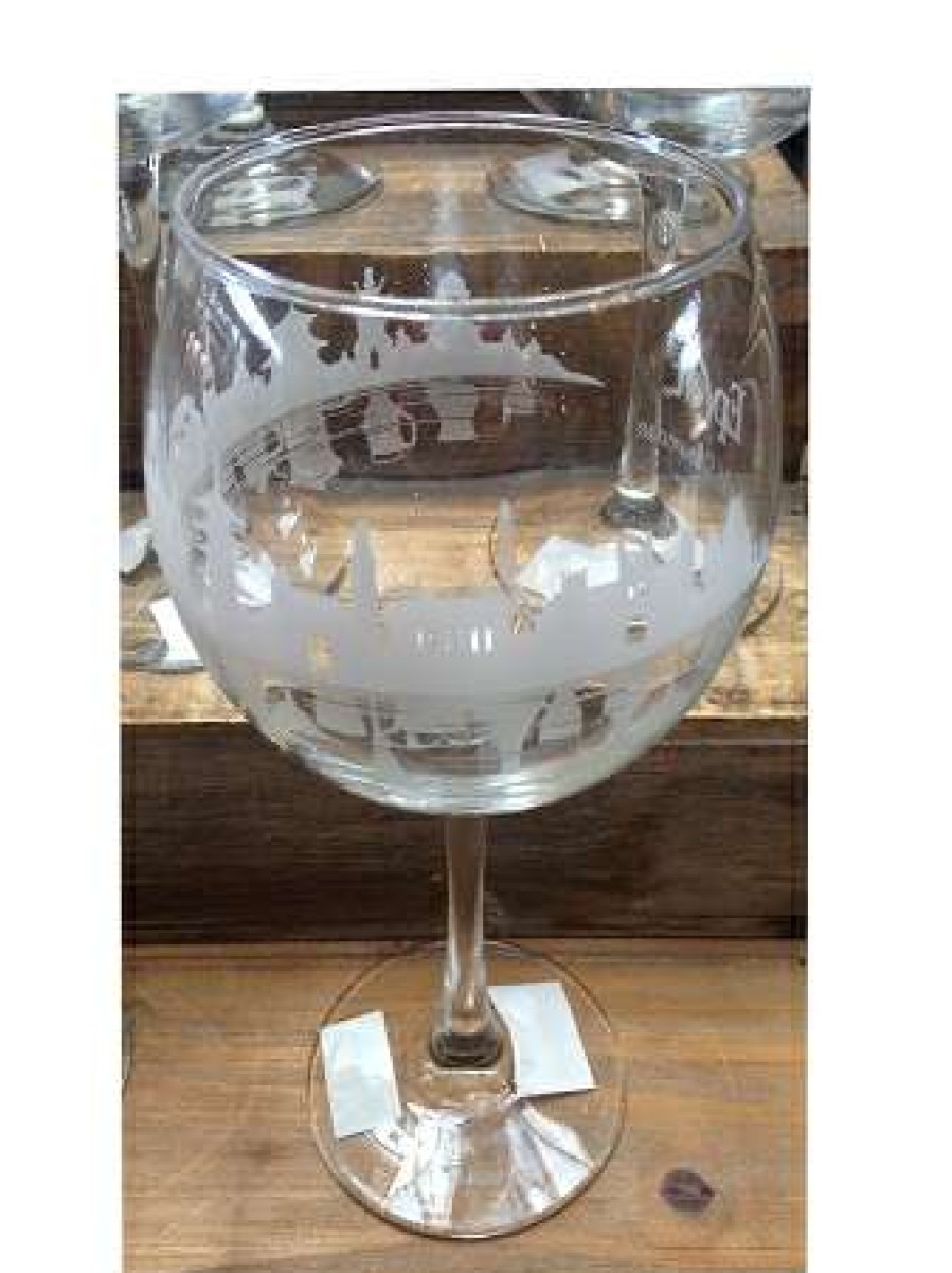 Glassware * | Disney Goblet Wine Glass Epcot World Showcase Etched