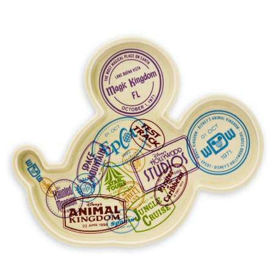 Glassware * | Disney Appetizer Plate Parks Passport Mickey Mouse Shaped