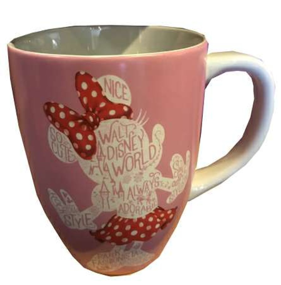 Mugs * | Disney Coffee Mug Minnie Mouse Silhouette Pink