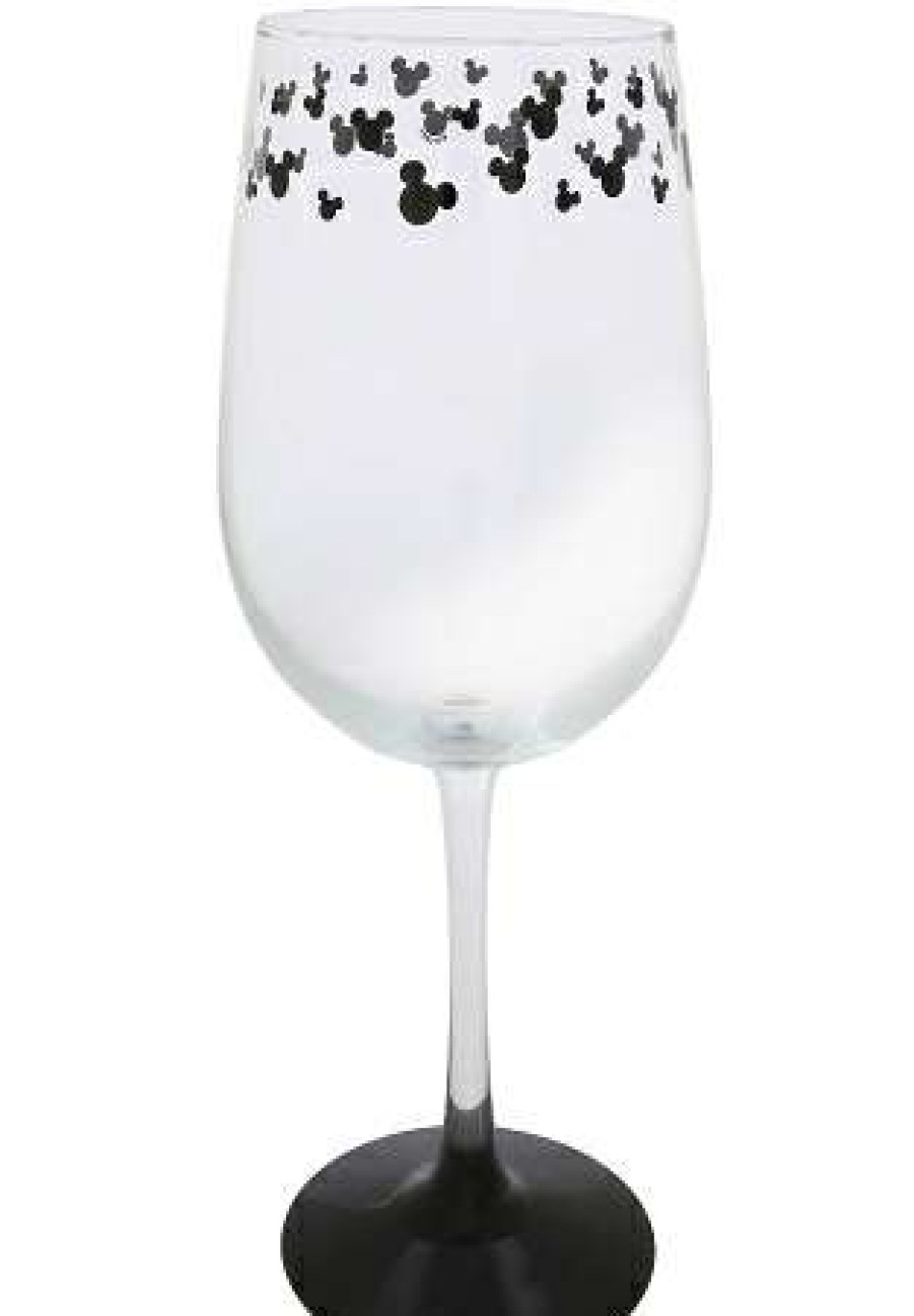 Glassware * | Disney Wine Glass Mickey Mouse Icons Black