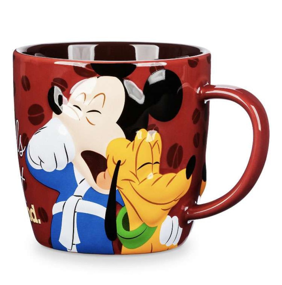 Mugs * | Disney Coffee Mug Mickey And Pluto Portrait Coffee And Friends