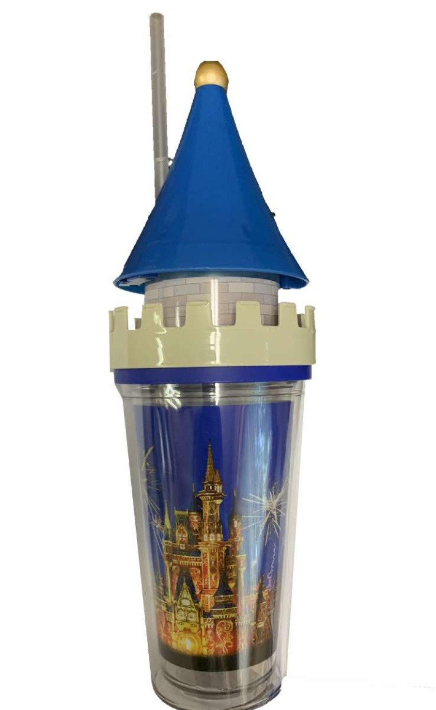 Plasticware * | Disney Tumbler With Straw Sculpted Cinderella Castle Light Up