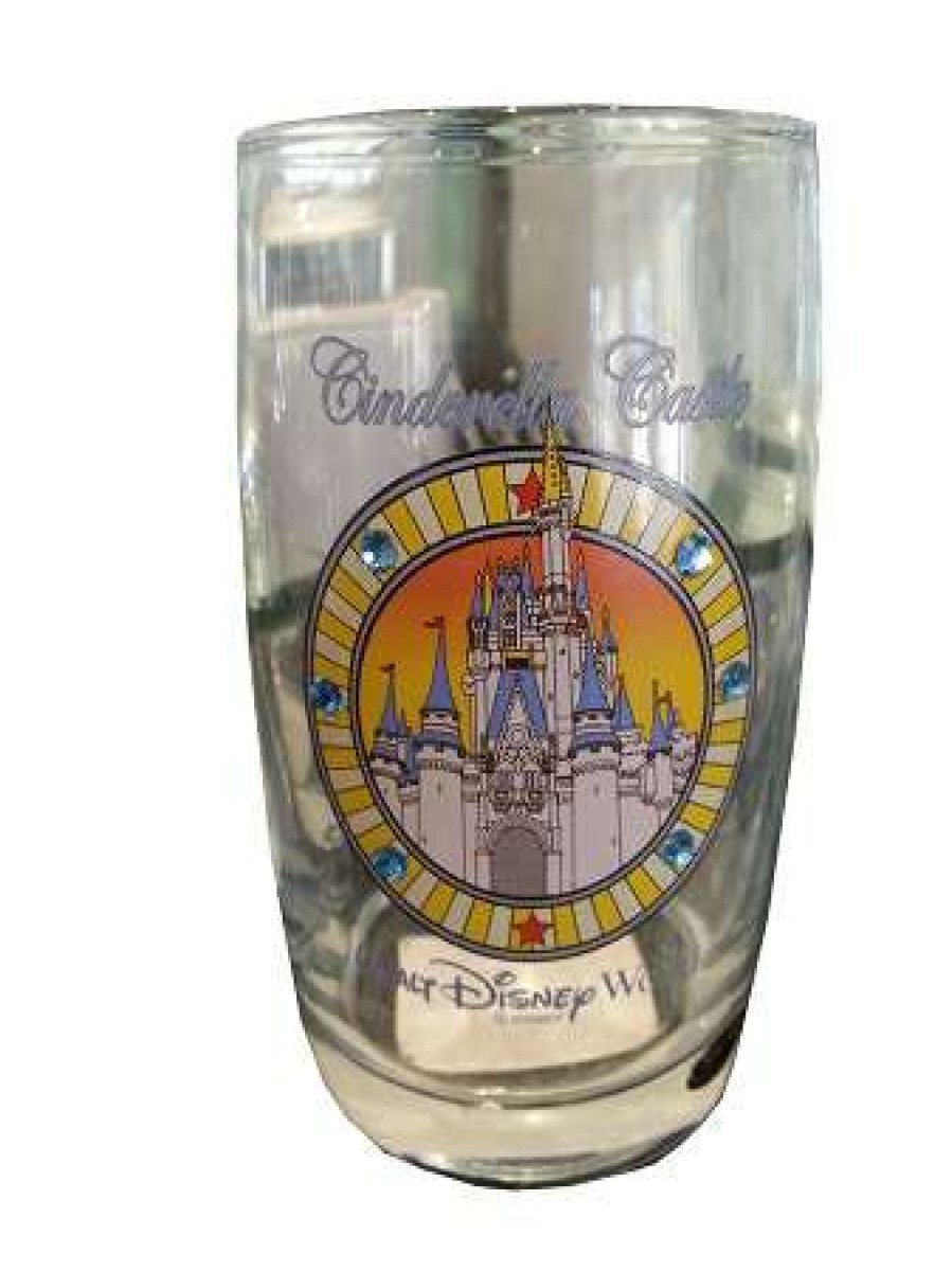 Glassware * | Disney Arribas Juice Glass Cinderella Castle Jeweled