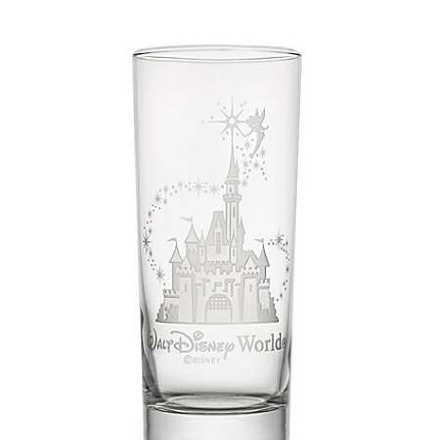 Glassware * | Disney Arribas Glass Tumbler Tinker Bell And Castle Personalizable