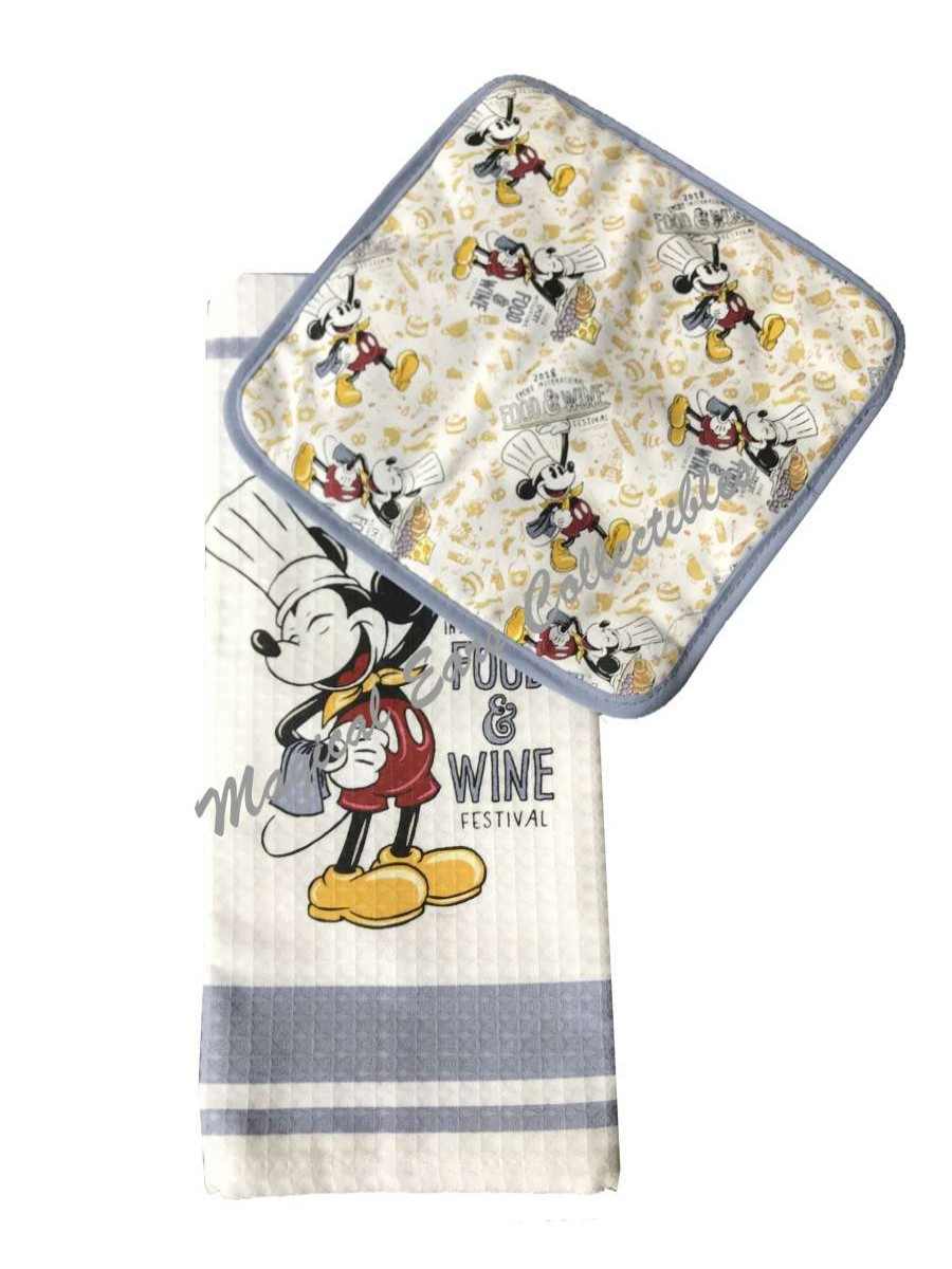 Accessories * | Disney Kitchen Towel & Pot Holder Set 2018 Food And Wine Mickey