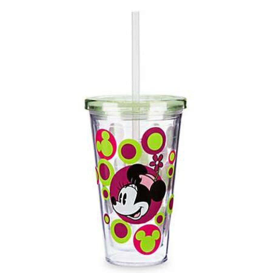 Plasticware * | Disney Plastic Tumbler With Straw Minnie Mouse Icon Polka Dots