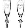 Glassware * | Disney Arribas Glass Flute Set Mickey And Minnie Mouse Icons