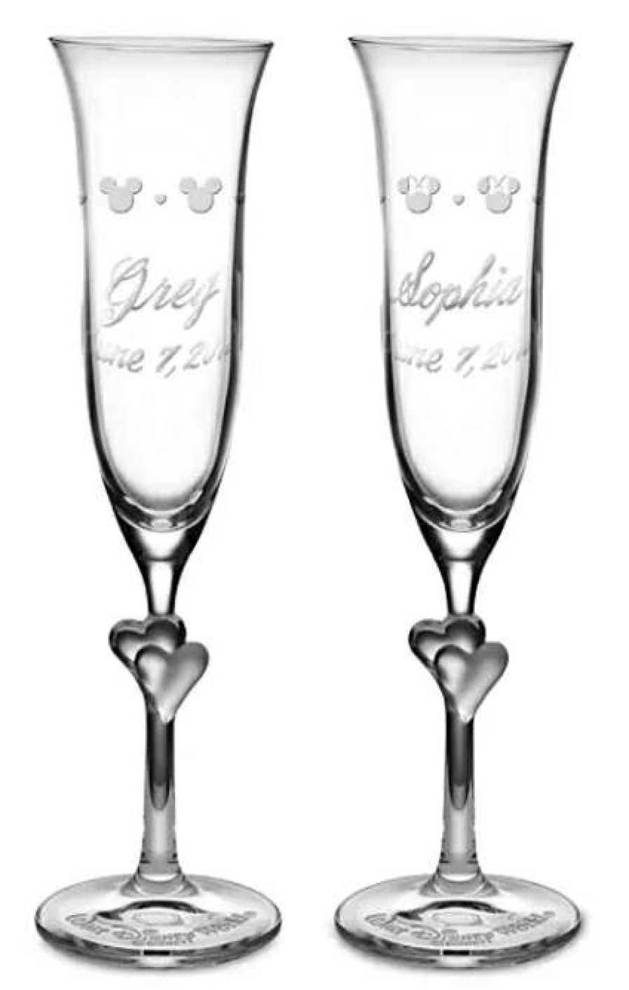 Glassware * | Disney Arribas Glass Flute Set Mickey And Minnie Mouse Icons