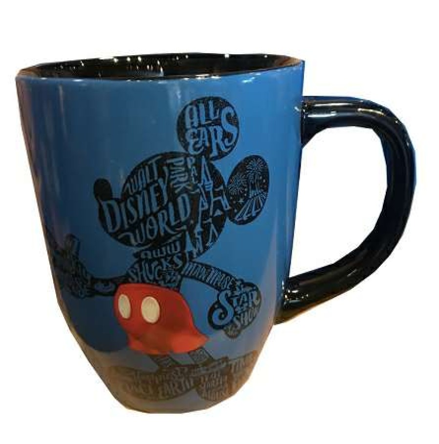 Mugs * | Disney Coffee Mug Mickey Mouse Silhouette Blue