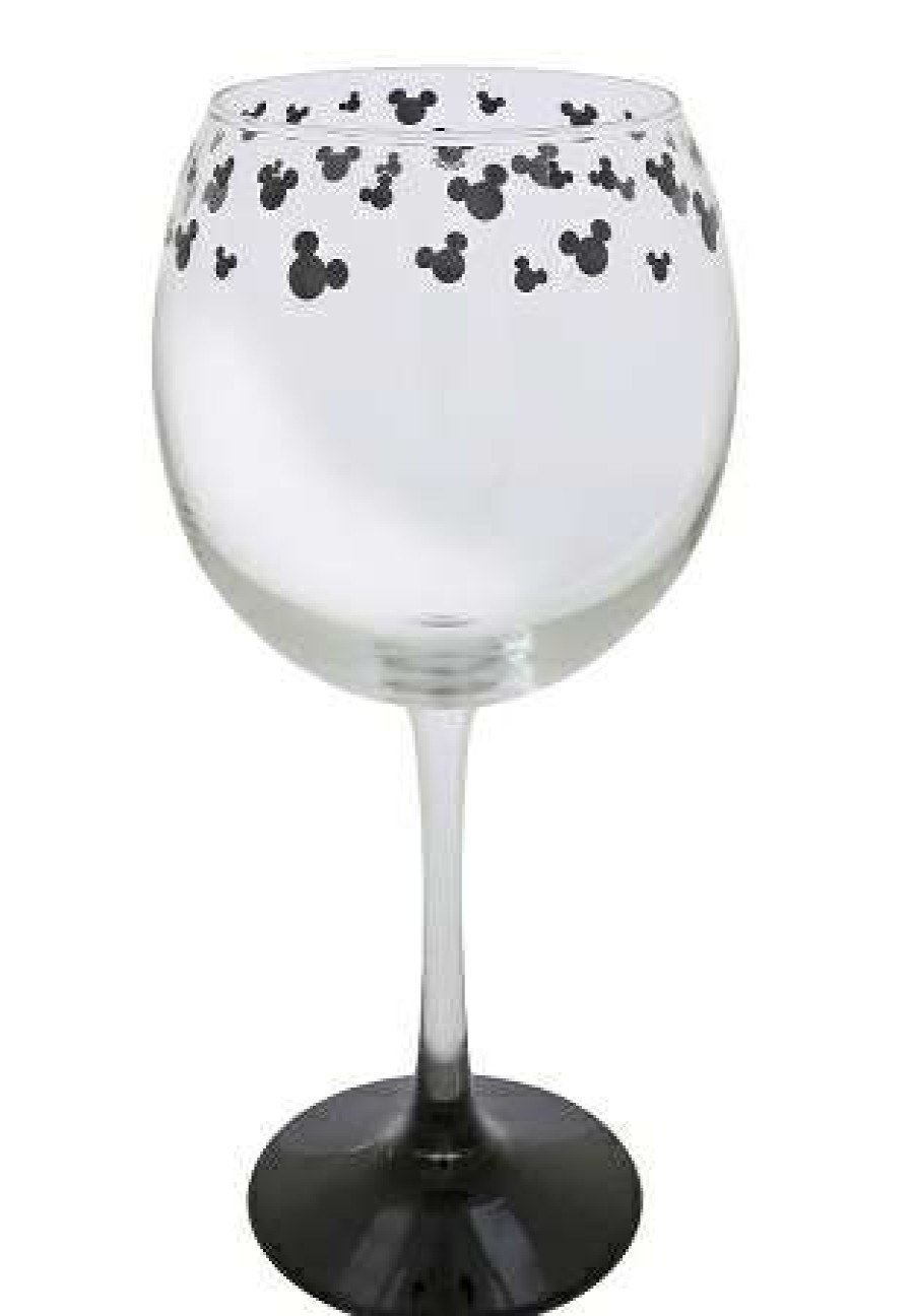 Glassware * | Disney Goblet Wine Glass Etched Mickey Mouse Icons Black