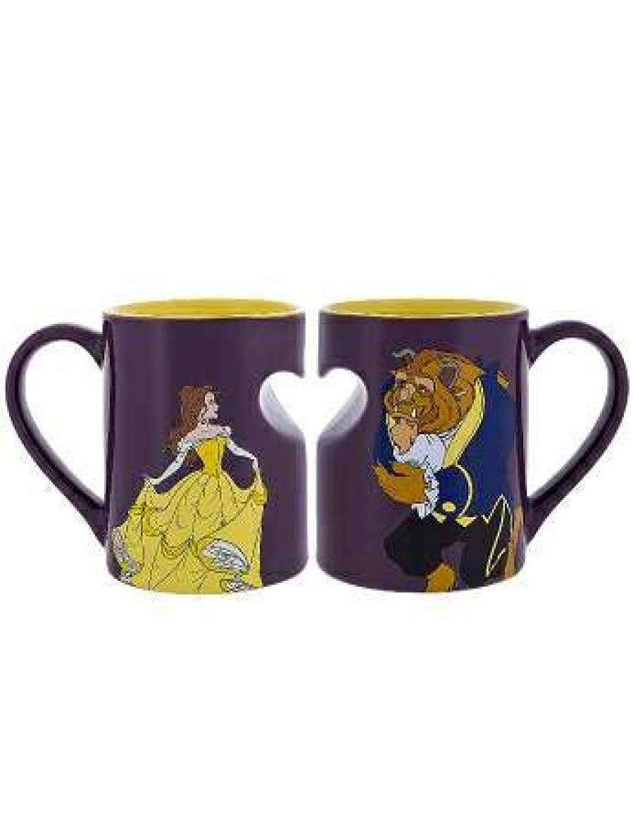 Mugs * | Disney Coffee Cup Mug Set Beauty And The Beast Heart