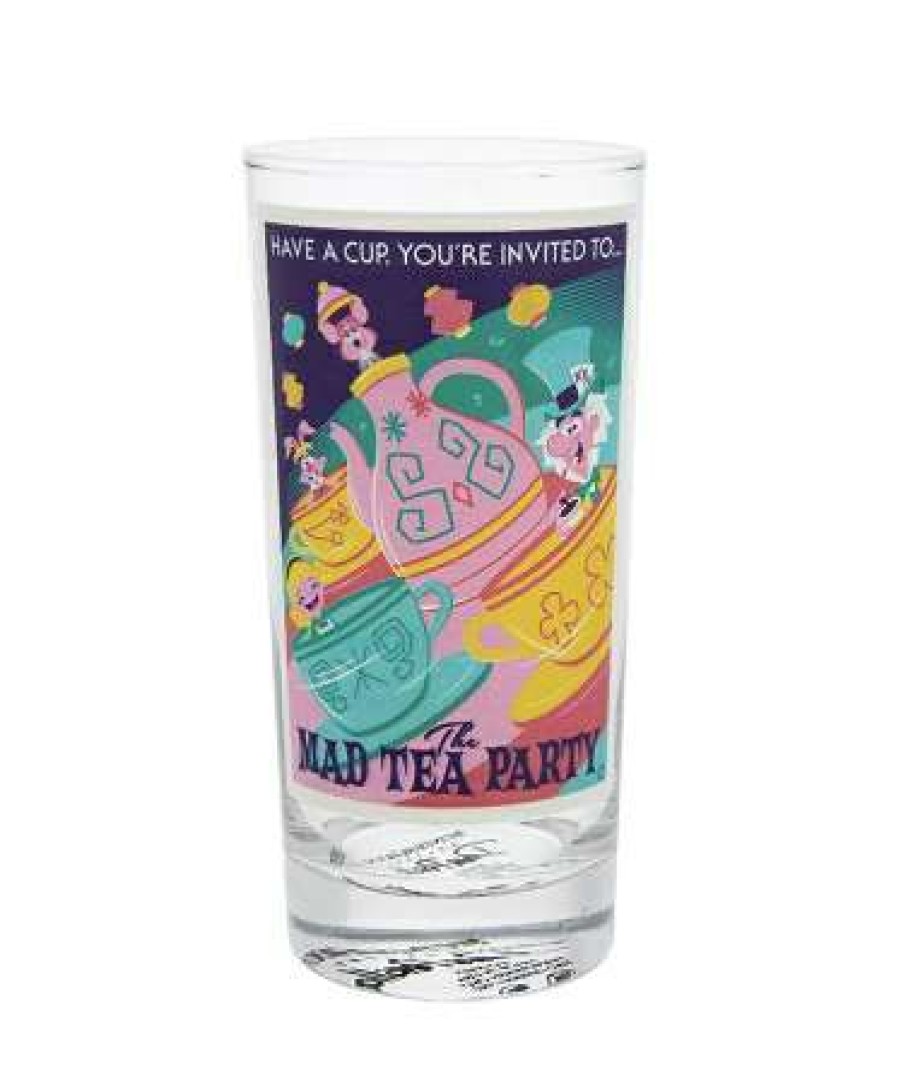 Glassware * | Disney Tumbler Glass Attraction Poster The Mad Tea Party