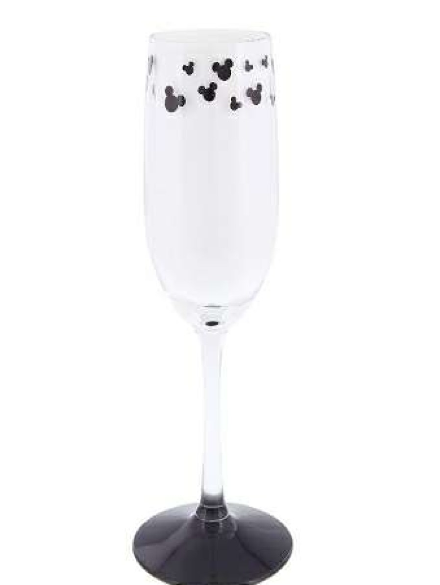 Glassware * | Disney Champagne Flute Glass Mickey Mouse Icons Stemmed Black