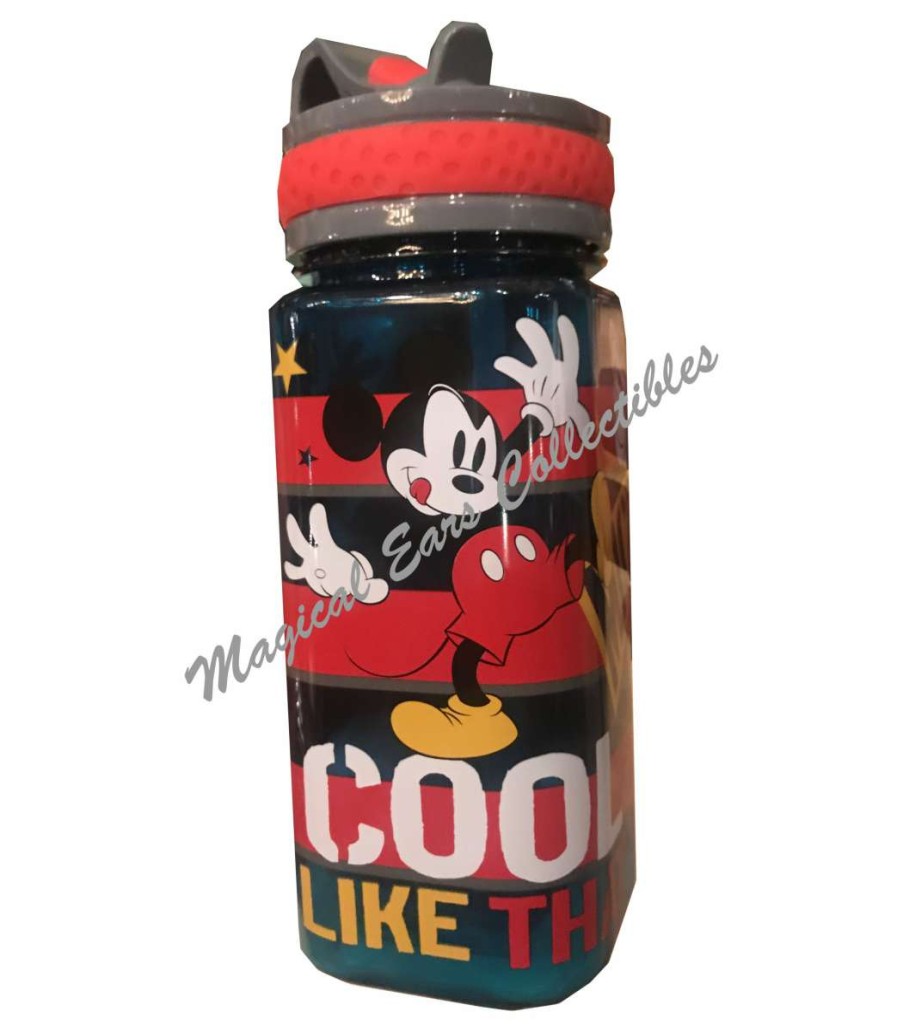 Plasticware * | Disney Water Bottle Mickey Mouse With Built-In Straw