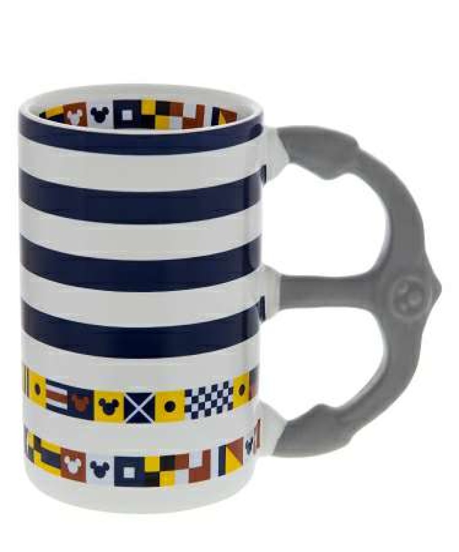 Mugs * | Disney Coffee Mug Mickey Icon Nautical Striped