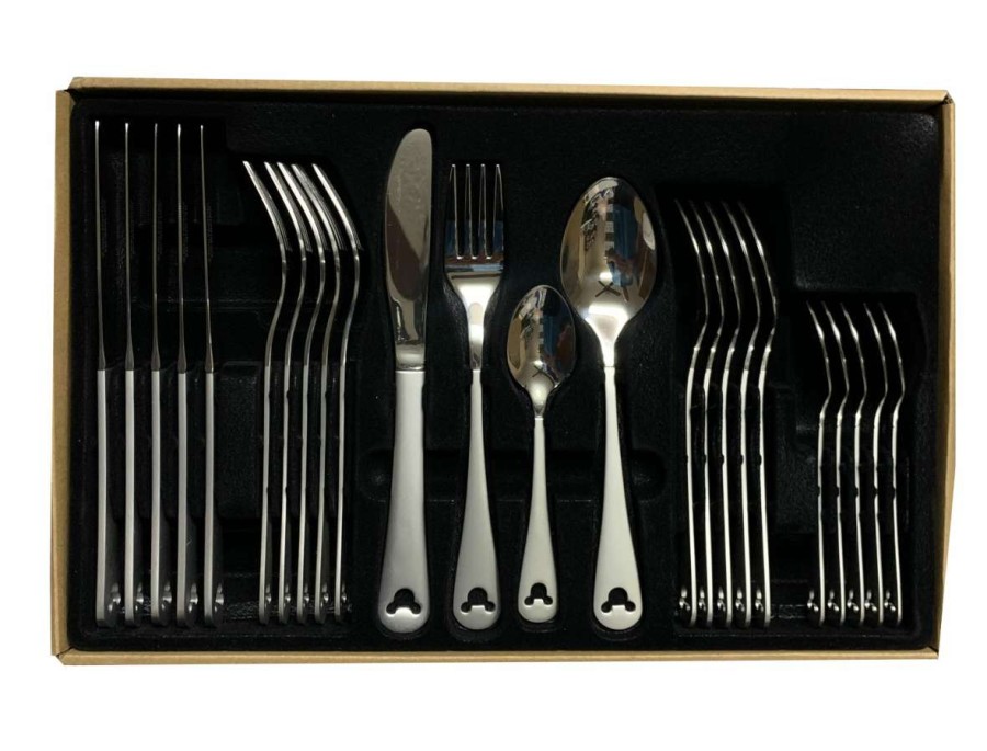 Accessories * | Disney Flatware Set Mickey Mouse Silhouette Satin Finished