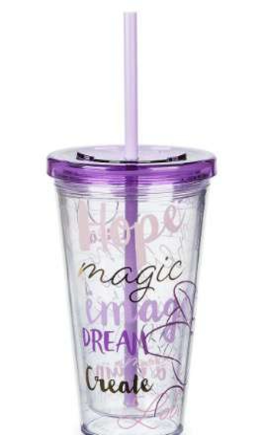 Plasticware * | Disney Tumbler With Straw Minnie Mouse Quotes Purple