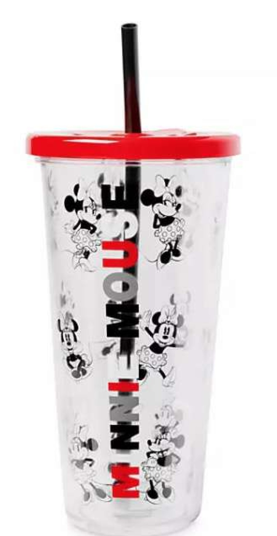 Plasticware * | Disney Travel Tumbler With Straw Minnie Mouse Red & Black