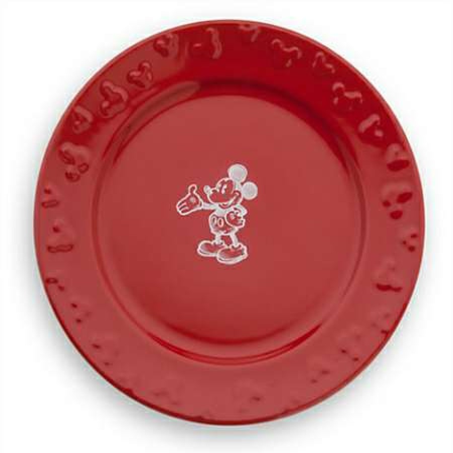 Glassware * | Disney Dinner Plate Gourmet Mickey Mouse Red/White