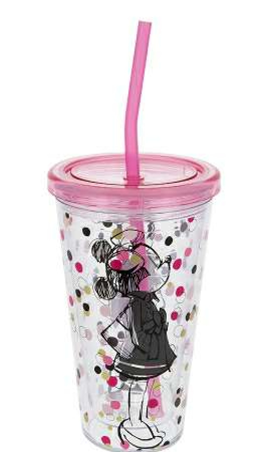 Plasticware * | Disney Tumbler With Straw Minnie Mouse With Polka Dots