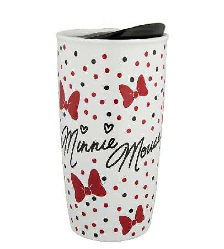 Mugs * | Disney Travel Tumbler Minnie Mouse Bows And Dots Ceramic