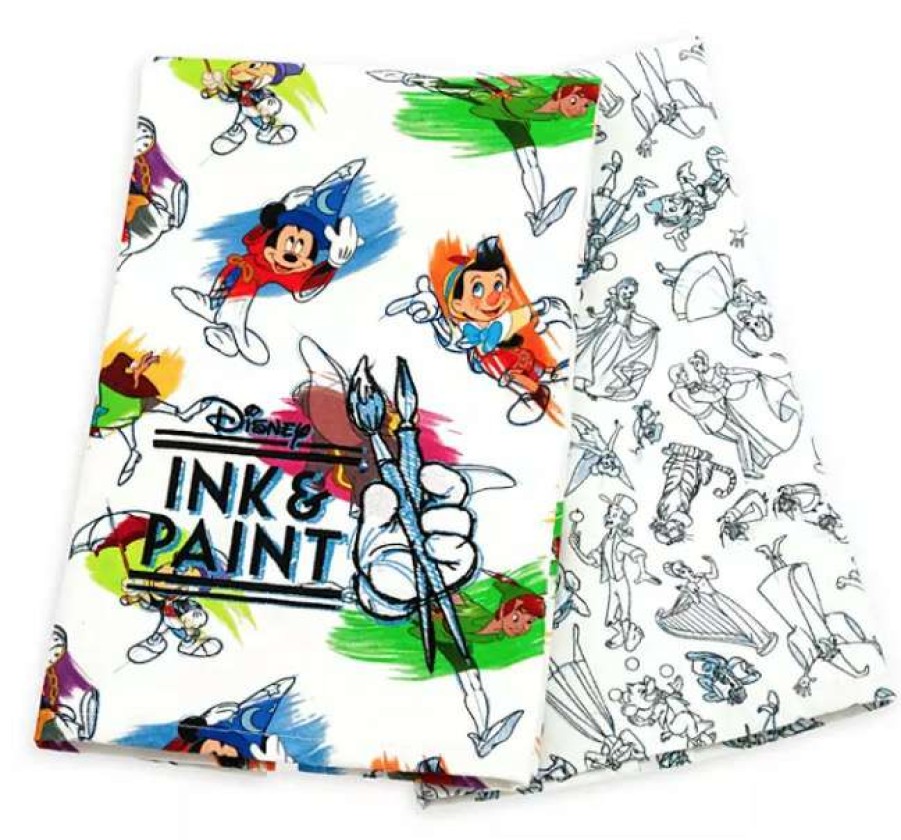 Accessories * | Disney Kitchen Towel Set Disney Ink & Paint